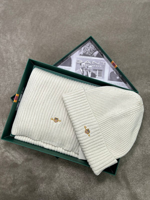 GANT Cream Beanie & Scarf Set