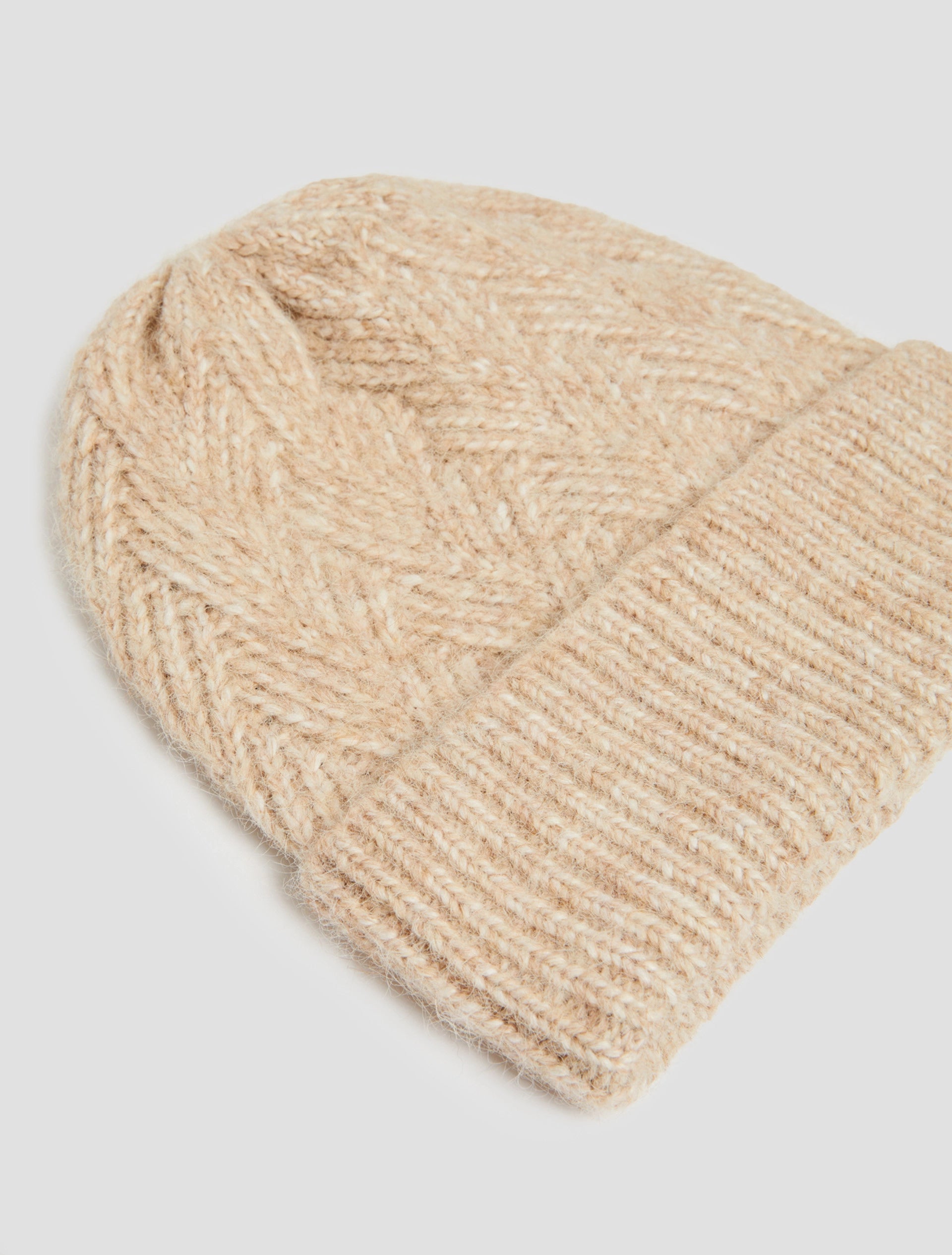 The Beige Herringbone-patterned Beanie