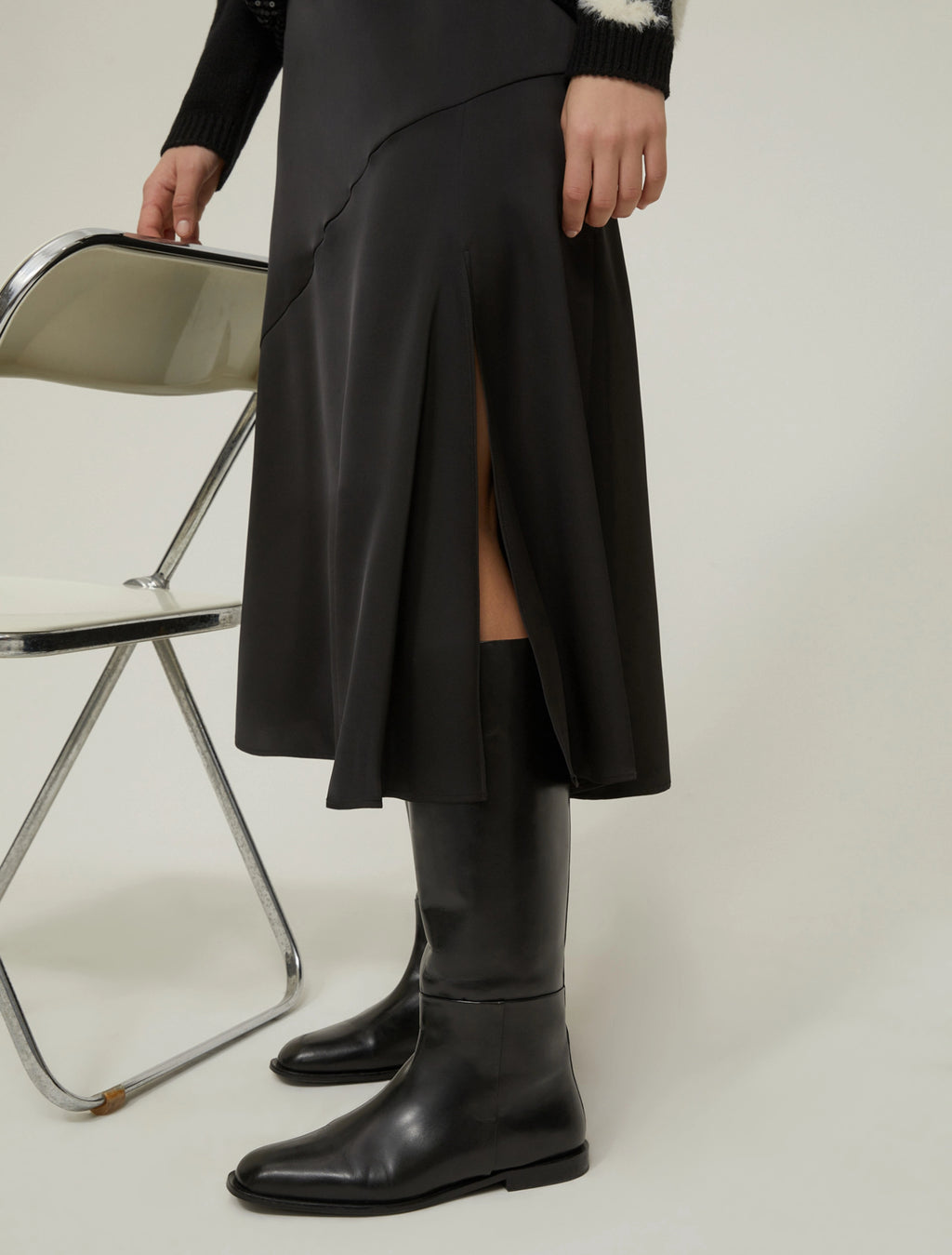 The Black Satin Skirt