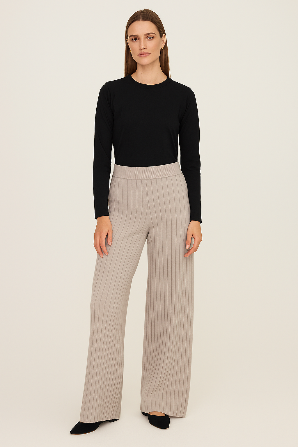 Lilac Ribbed Cashmere Lounge Trousers