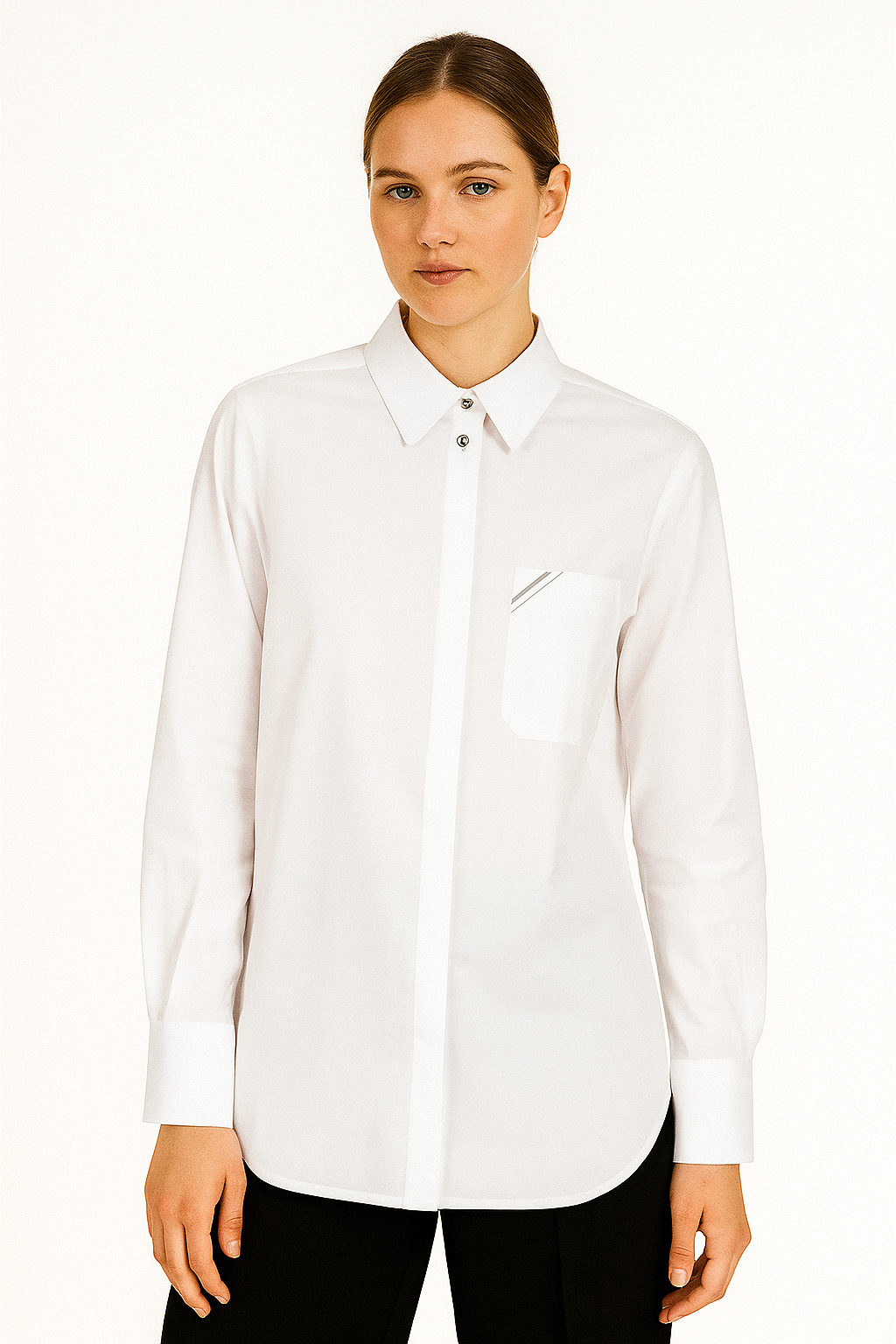 White Oxford Jersey Button Shirt