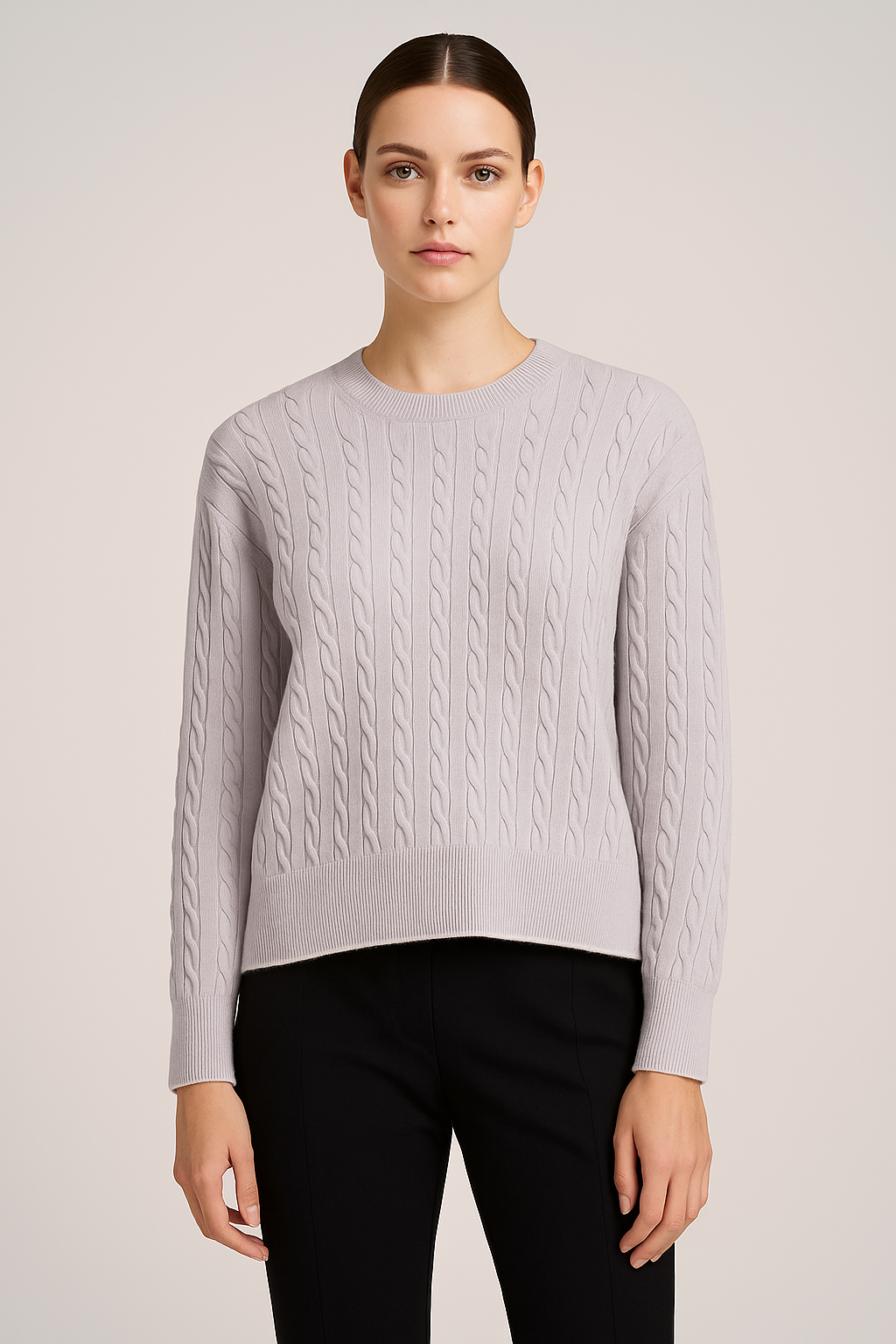 Lilac Cable Crew Neck Knit