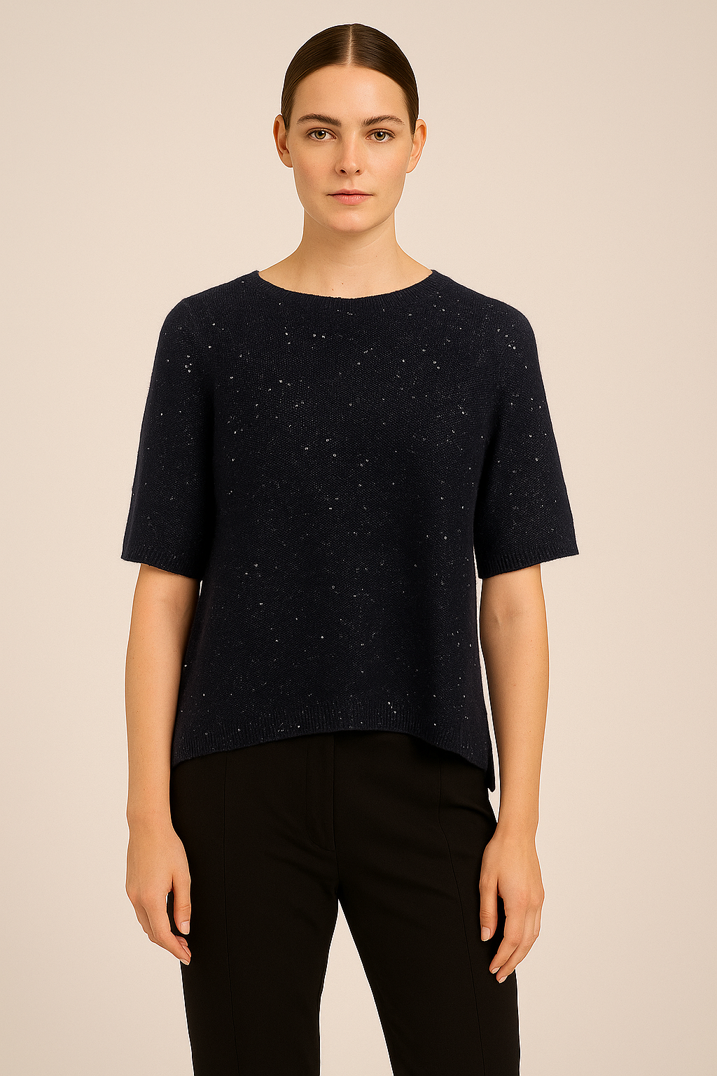 Sparkle Navy Short Sleeve Knit