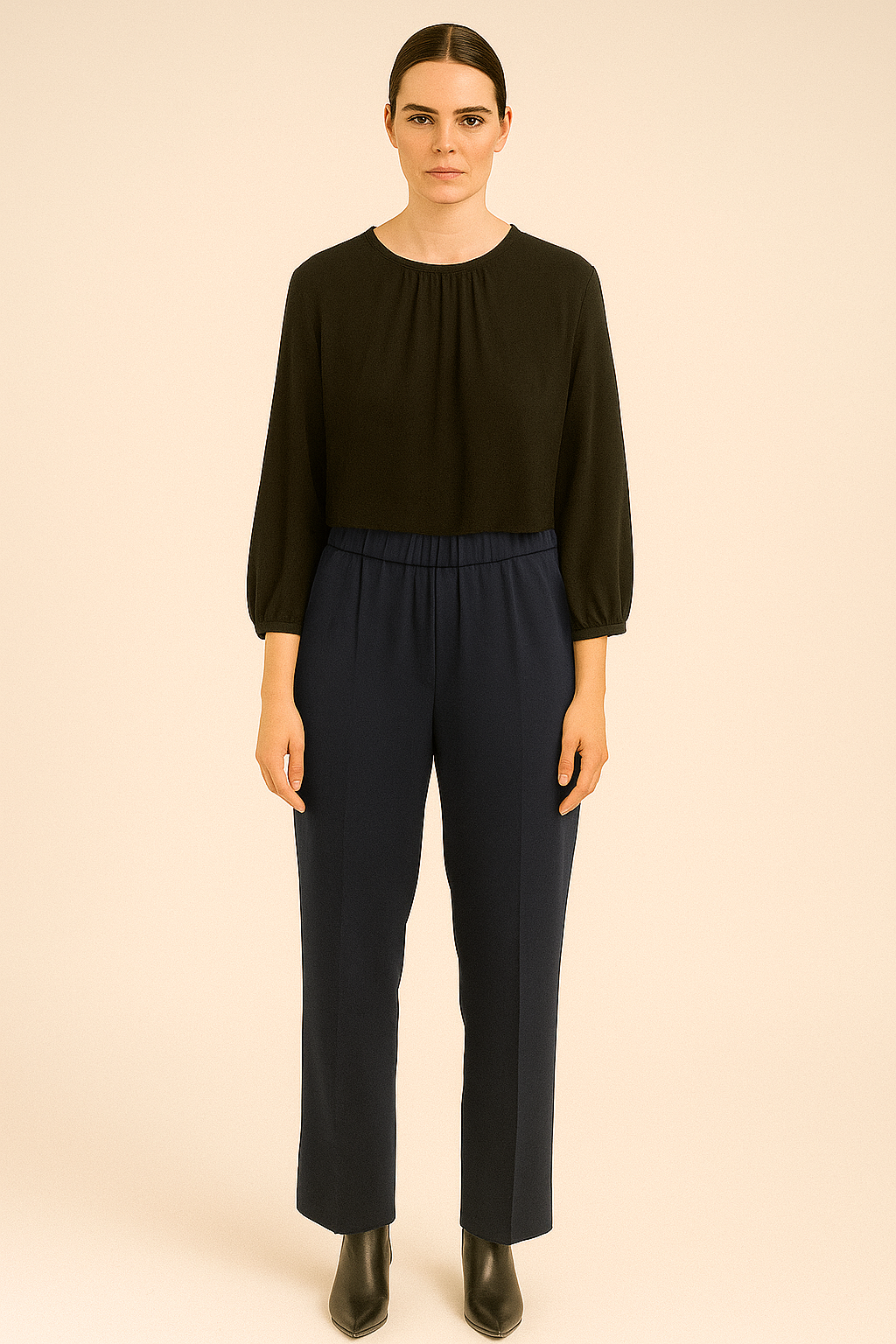 The Capri Soft Slim Ankle Navy Trousers