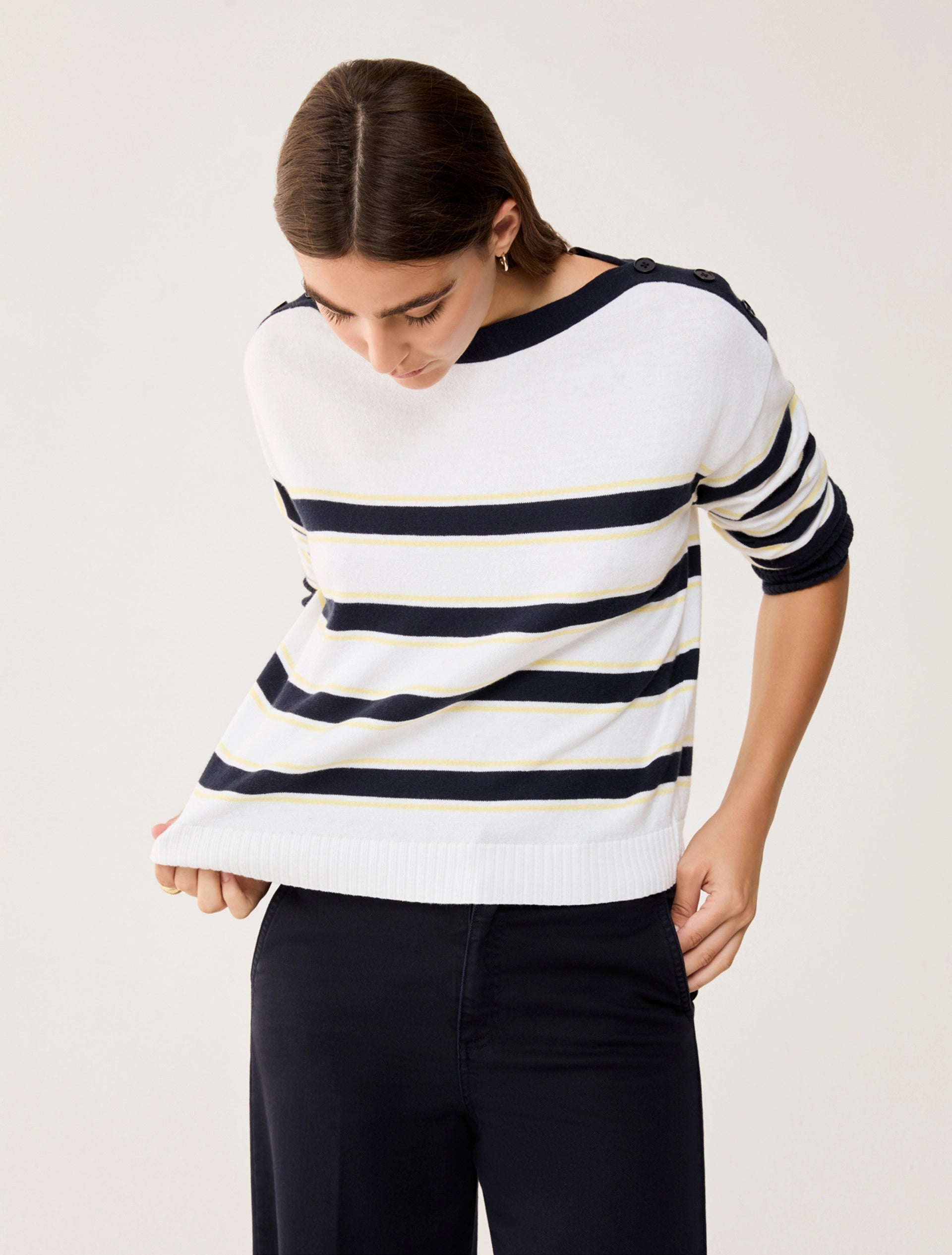 Cotton And Cashmere Sailor Stripe Sweatshirt