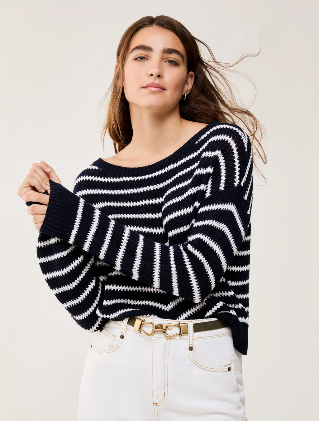 The Crew Sailor Stripe Navy Sweatshirt