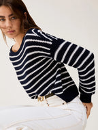 The Crew Sailor Stripe Navy Sweatshirt