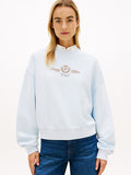 Crest Embroidery Relaxed Terry Blue Sweatshirt