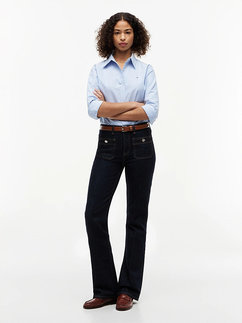 Patch Pocket Mid Rise Bootcut Jeans