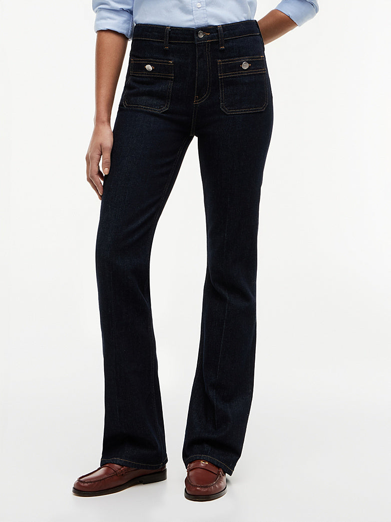 Patch Pocket Mid Rise Bootcut Jeans