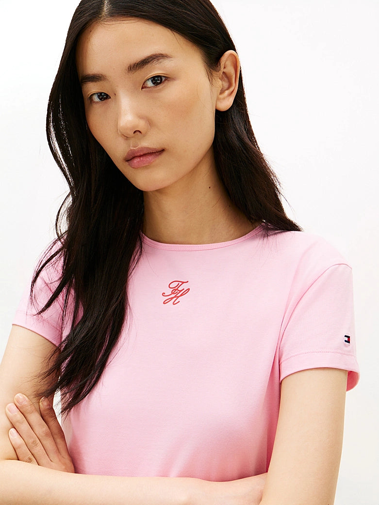Textured Pink Script Tee