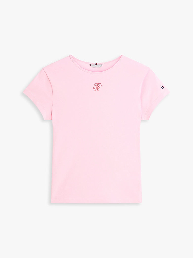 Textured Pink Script Tee