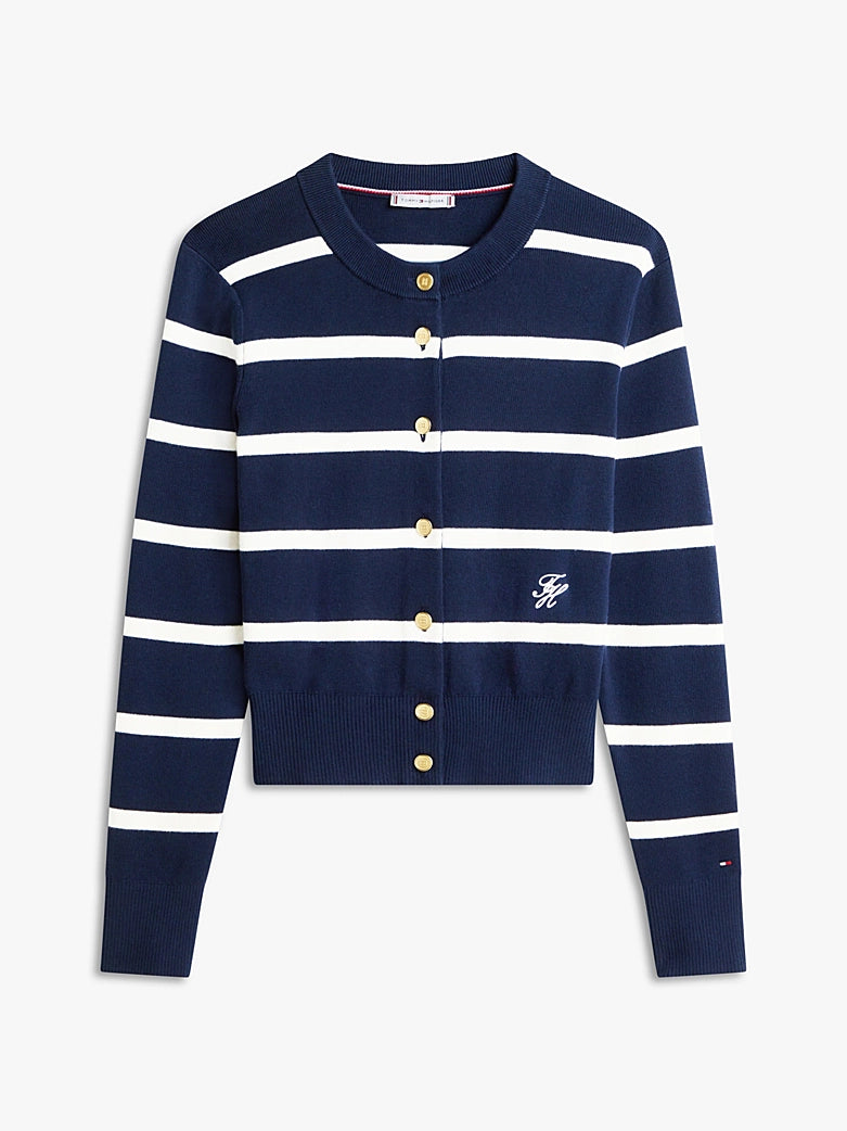 The Navy Premium Knit Gold-Tone Button Cardigan