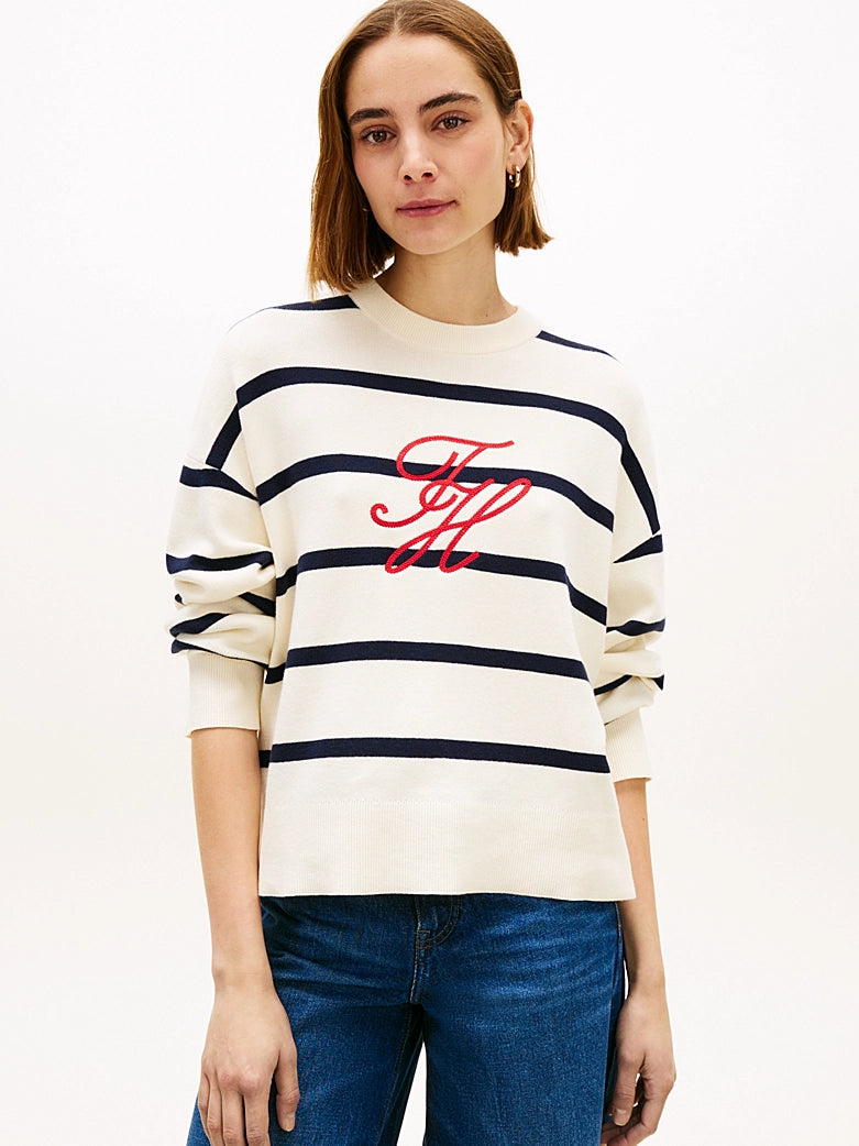 The Front Logo Relaxed Stripe Sweat