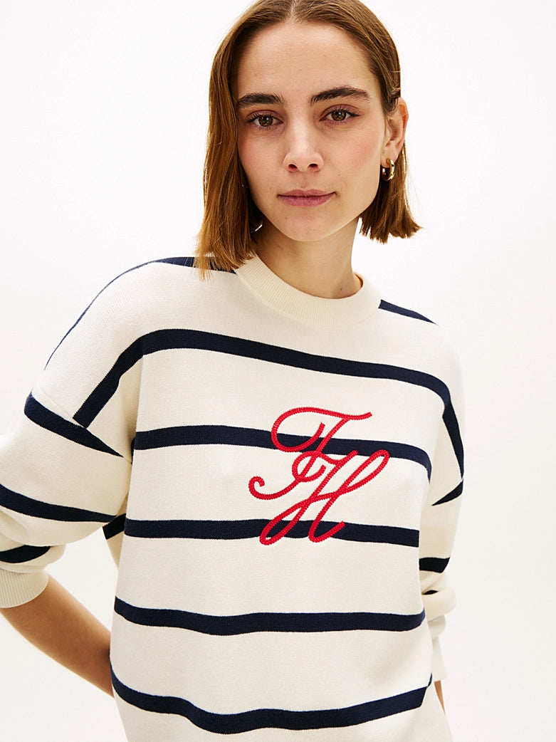 The Front Logo Relaxed Stripe Sweat