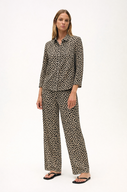 The Viscose Polka Print Jersey Trouser
