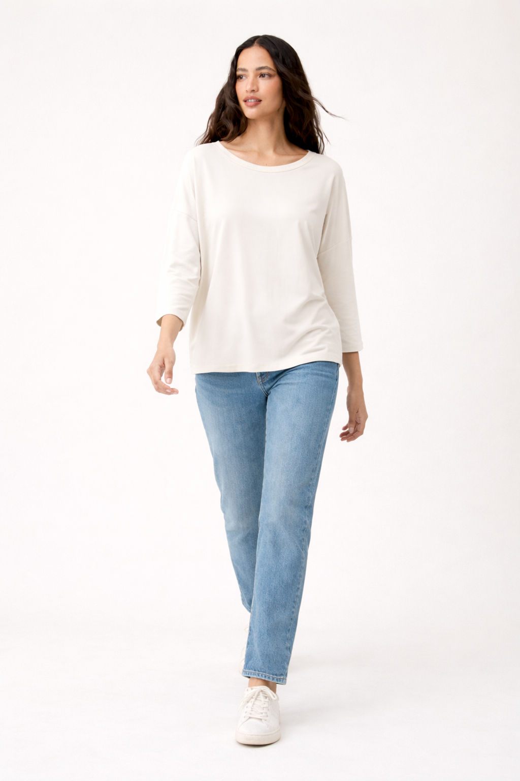 The Cream Viscose 3/4 Sleeve Top