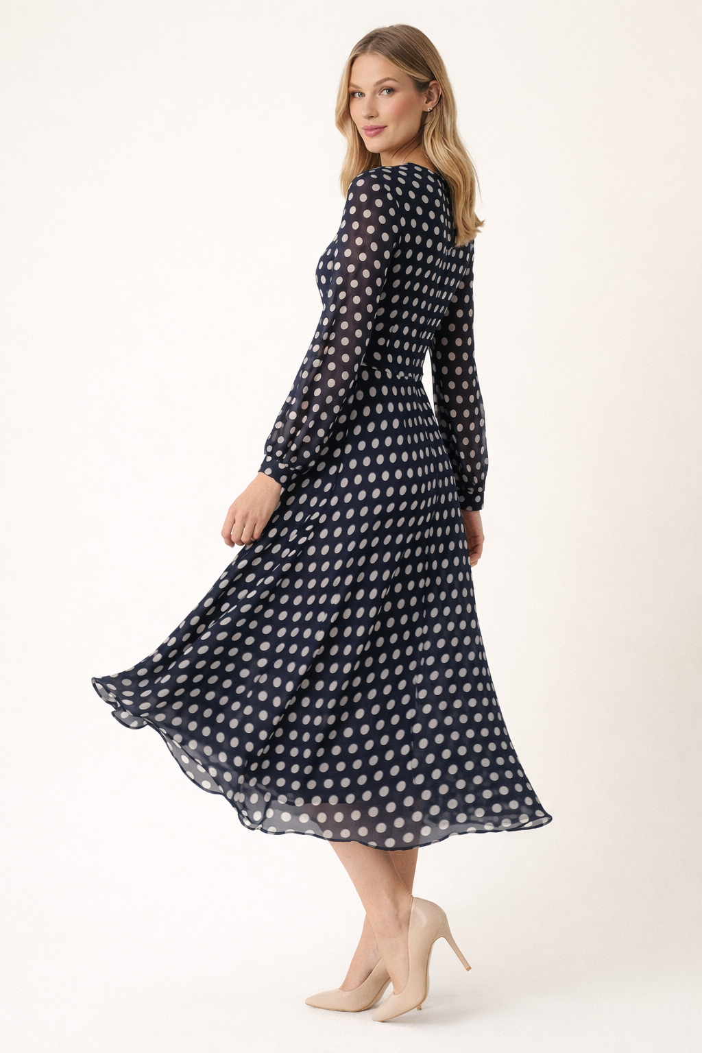 The Navy Polka Dot Maxi Dress