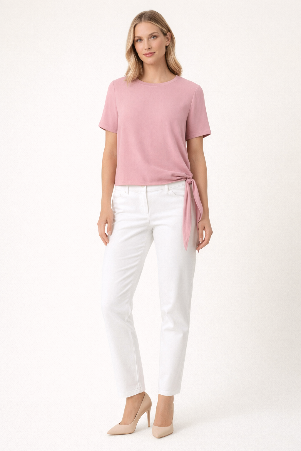 The Mauve Pink Tie Blouse