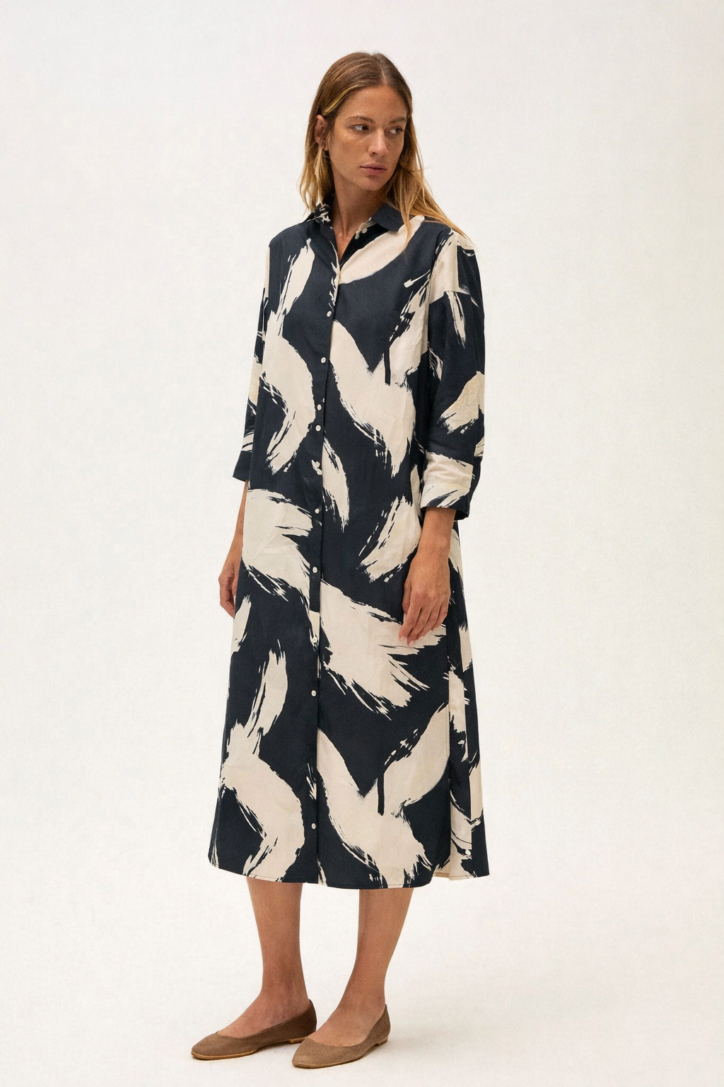 The Black Printed Shirt Dress