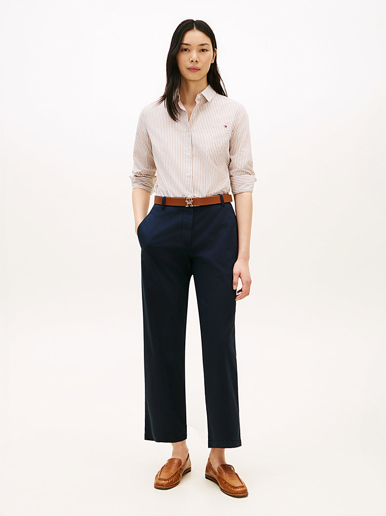 Navy Washed Slim Straight Leg Chinos