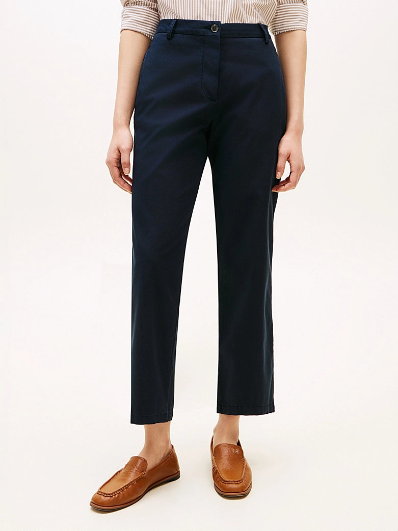 Navy Washed Slim Straight Leg Chinos