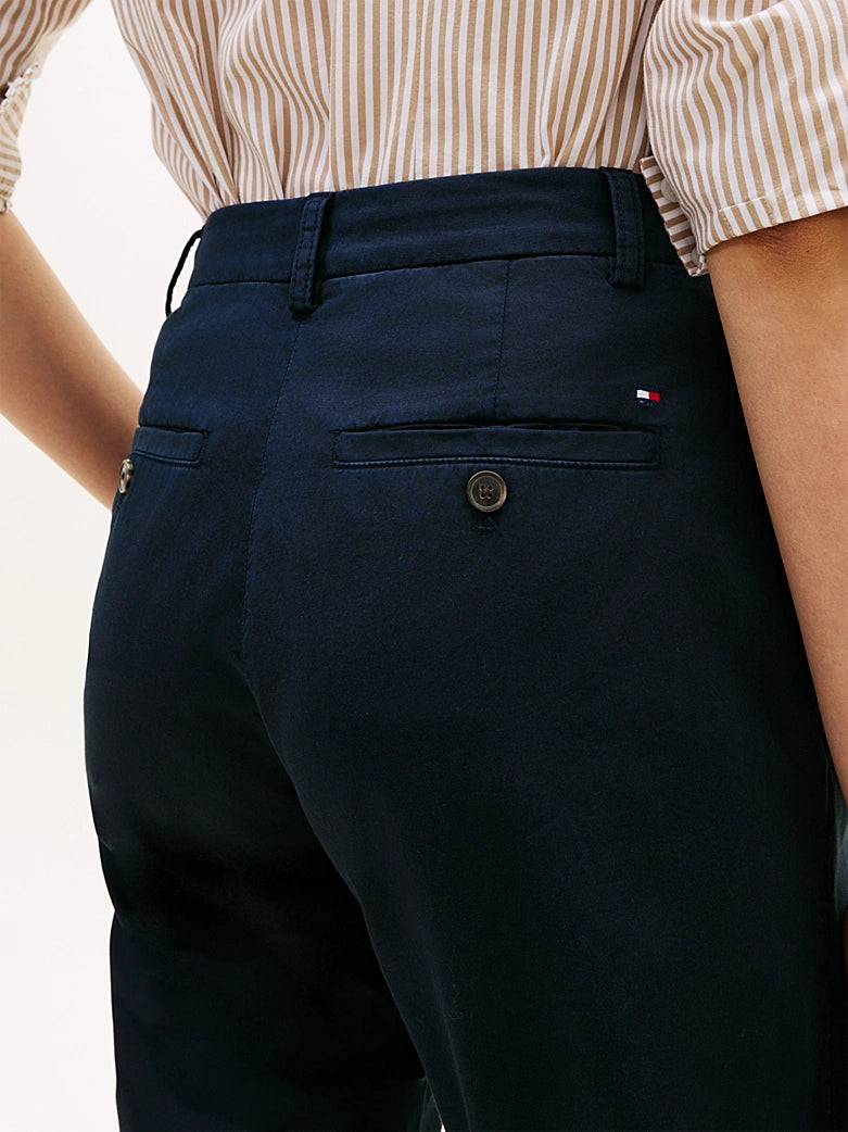 Navy Washed Slim Straight Leg Chinos