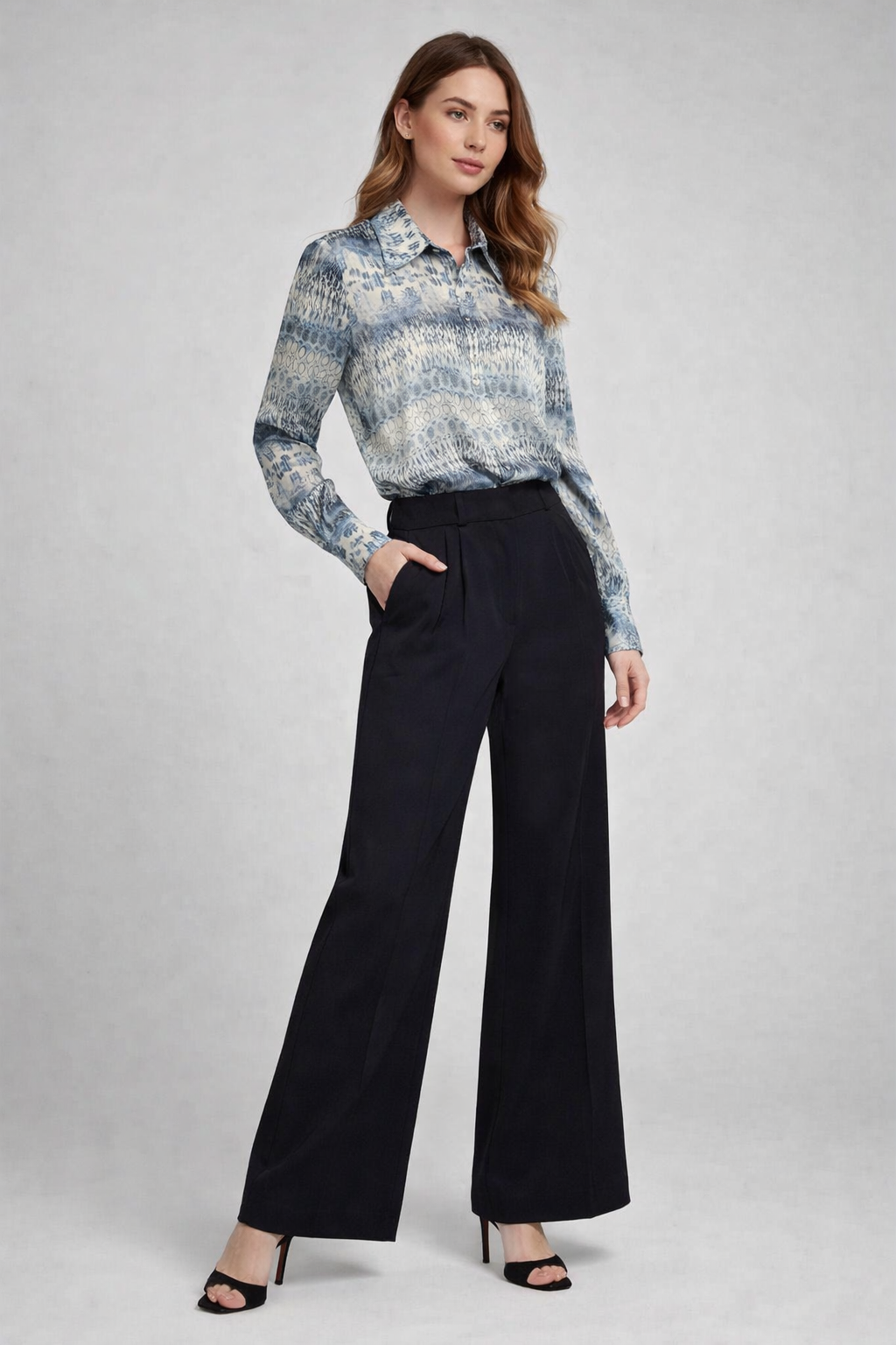 The Python Print Blue Silk Blouse