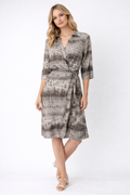 The Taupe Wrap Python Midi Dress
