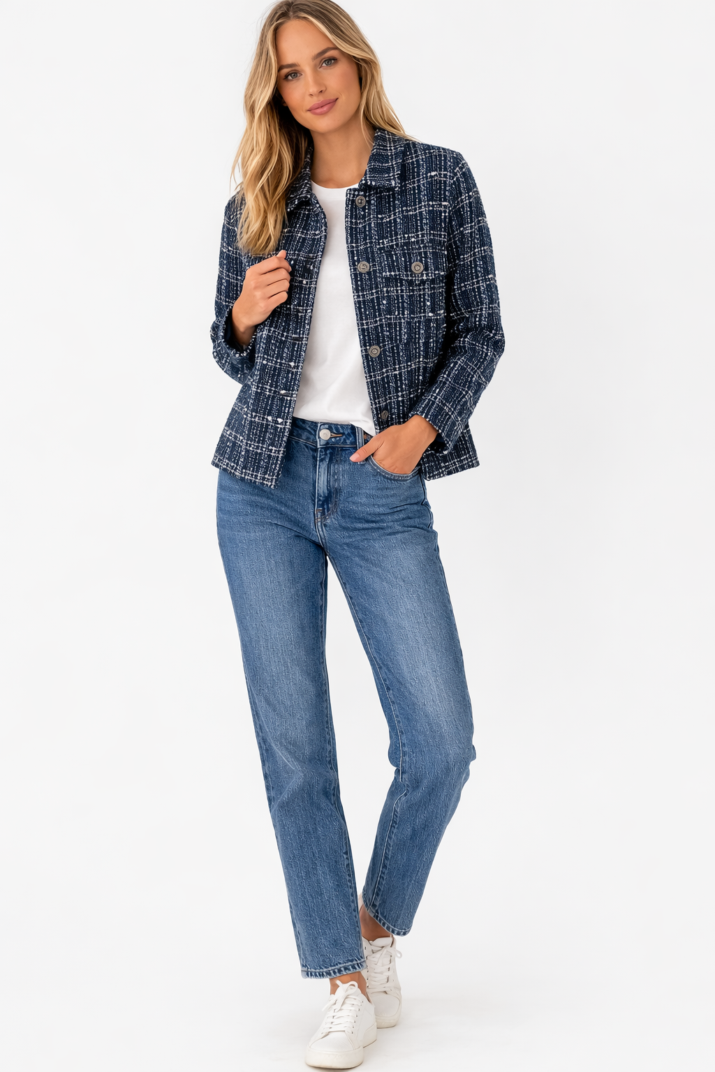 The Jandi Navy Boucle Jacket