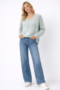 The Cosima Mint V-Neck Cable Knit