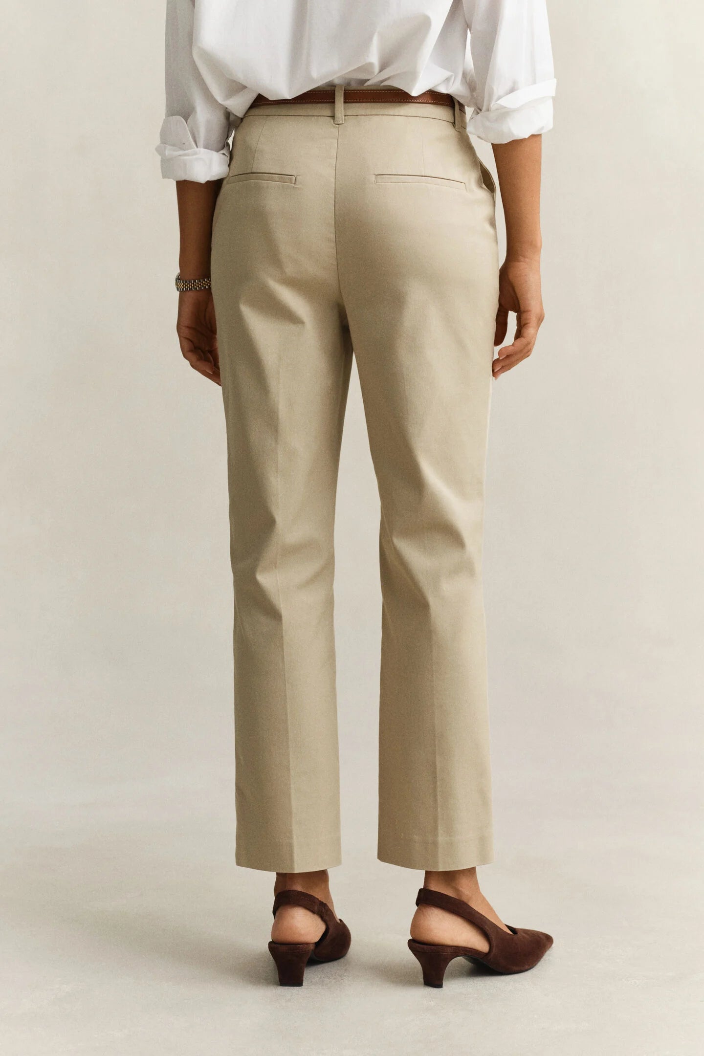 The Oat Beige Skim Slack Chinos