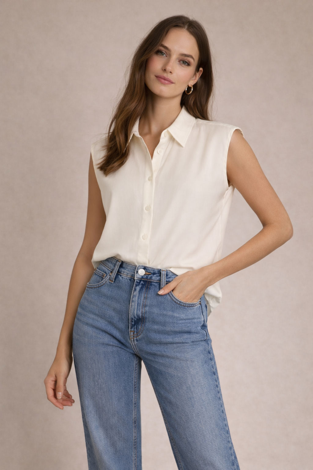 The White Latia French Silk Blouse