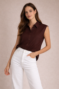 The Chocolate Latia French Silk Blouse