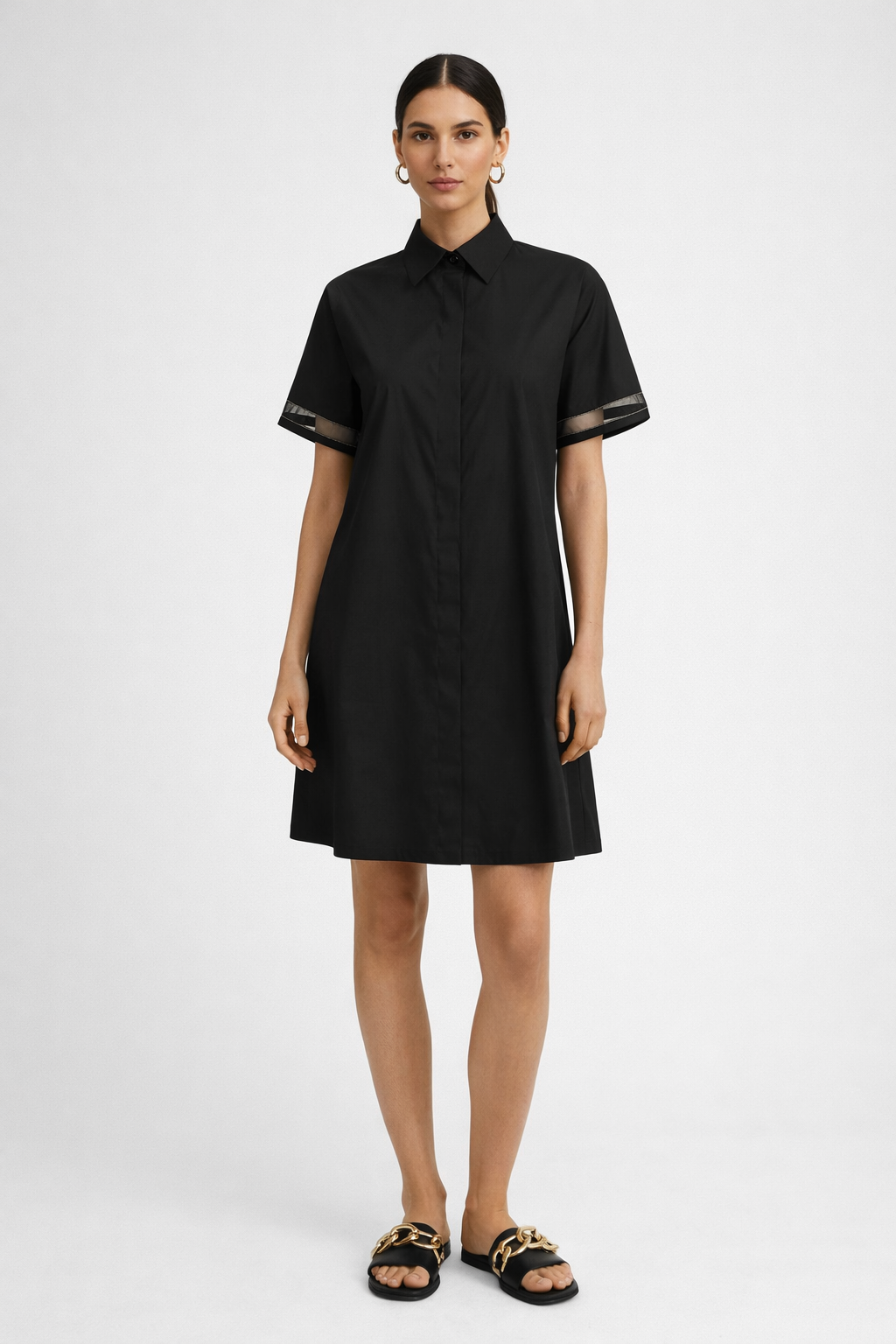The Mini Black Detailed Sleeve Dress