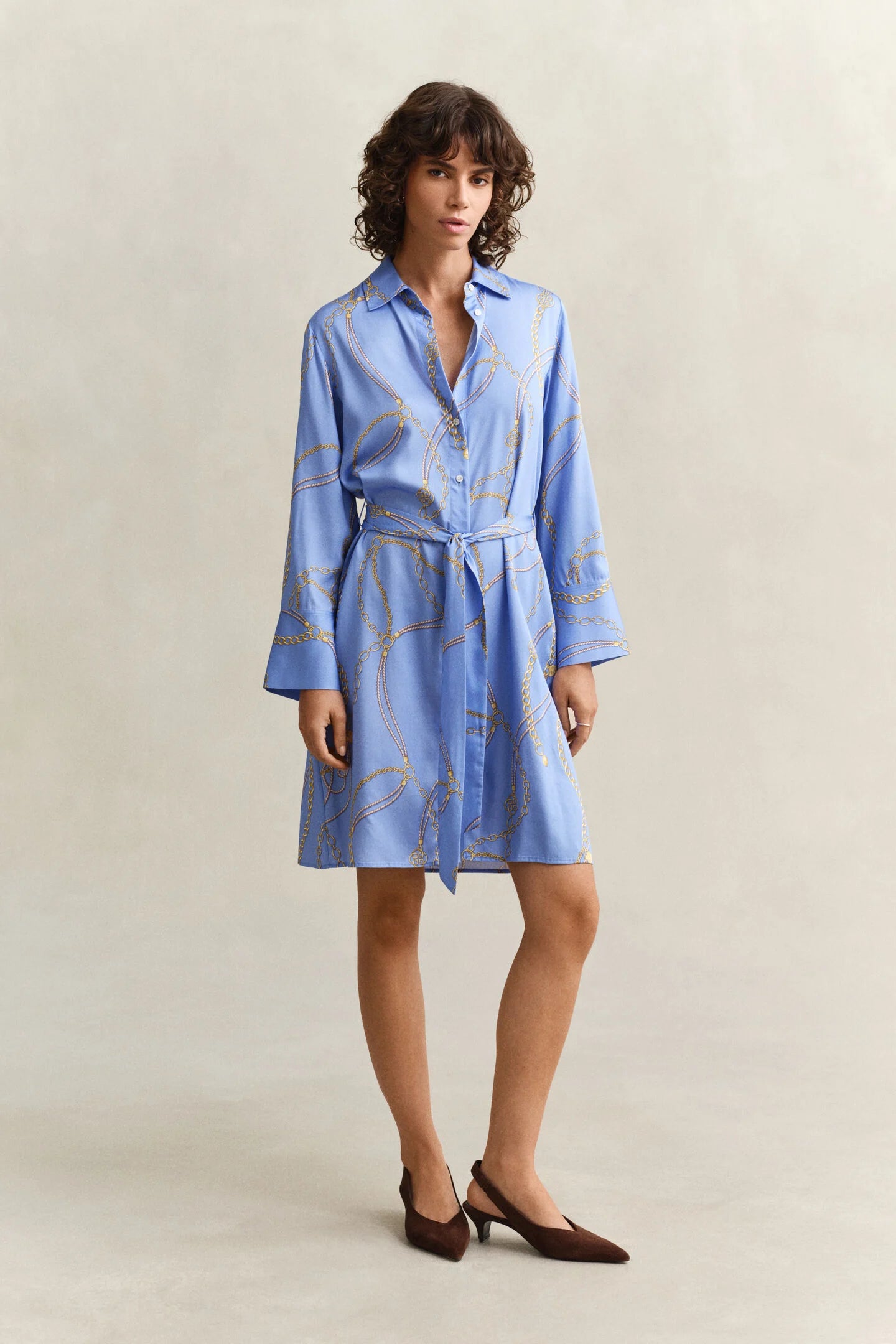 The Chain Print Mini Shirt Dress