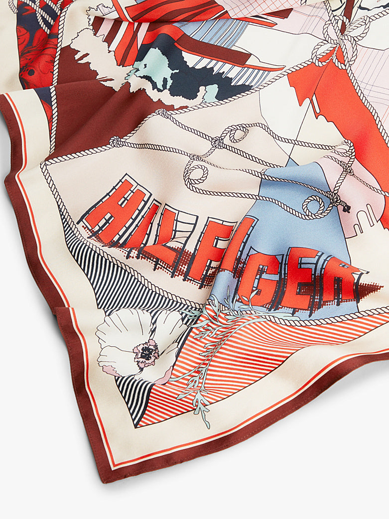Hilfiger Flag Pure Silk Floral Square Scarf