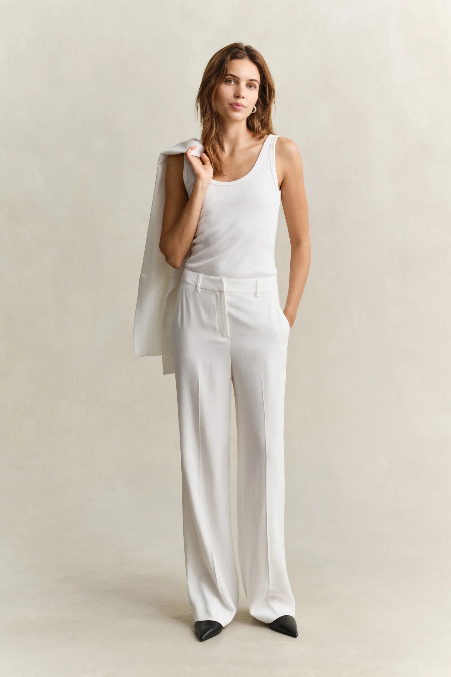 The White Tailored Crepe Trousers