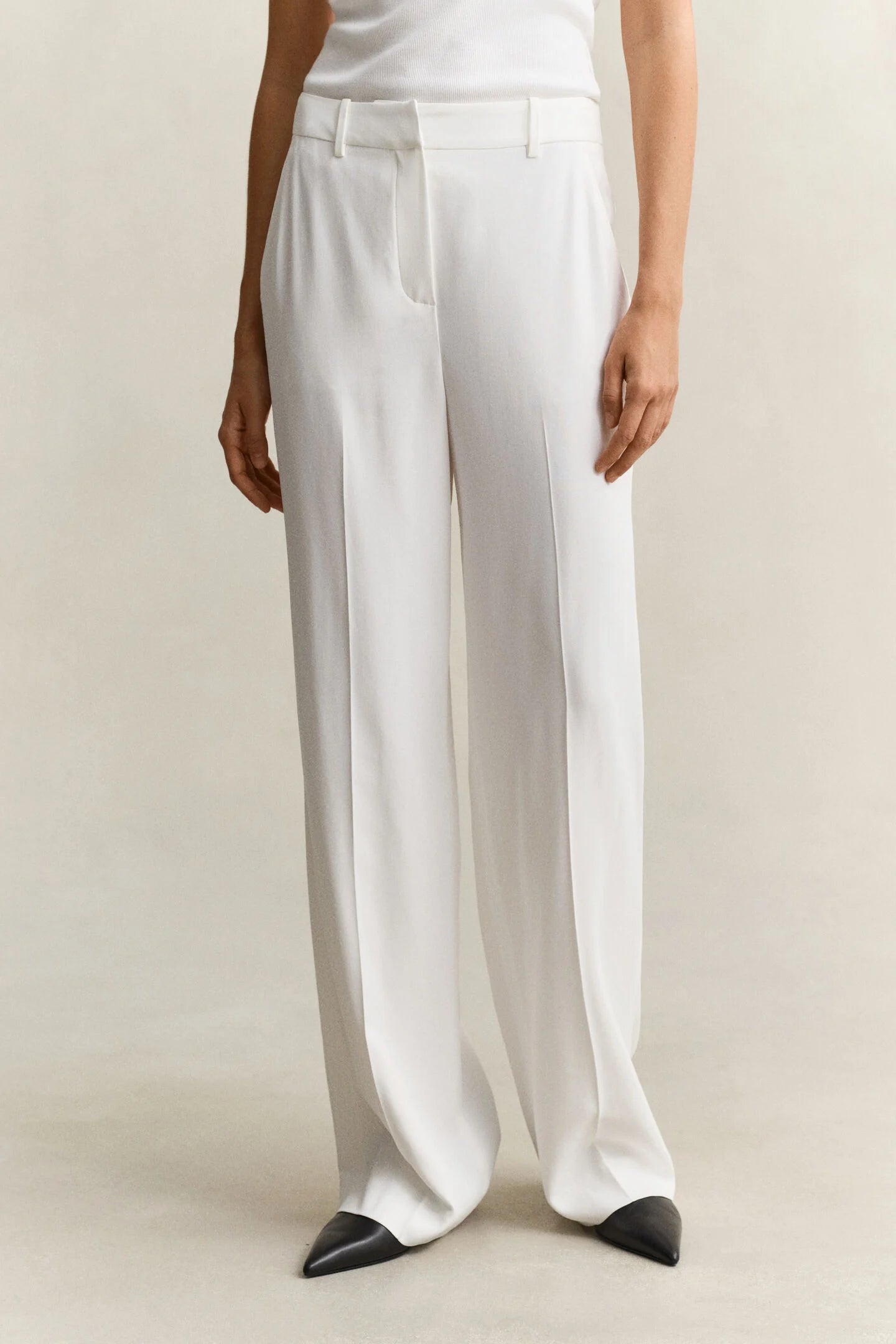 The White Tailored Crepe Trousers