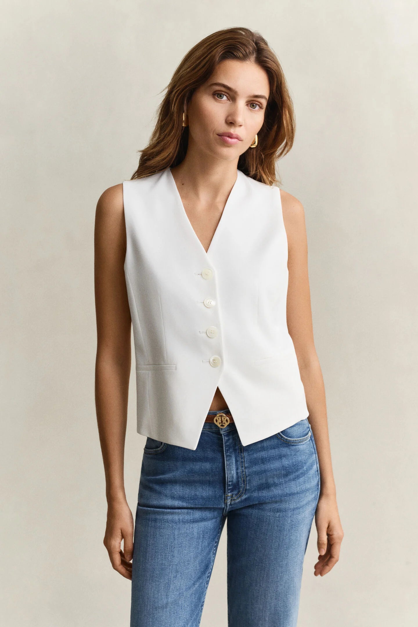 The White Crepe Tailored Waistcoat