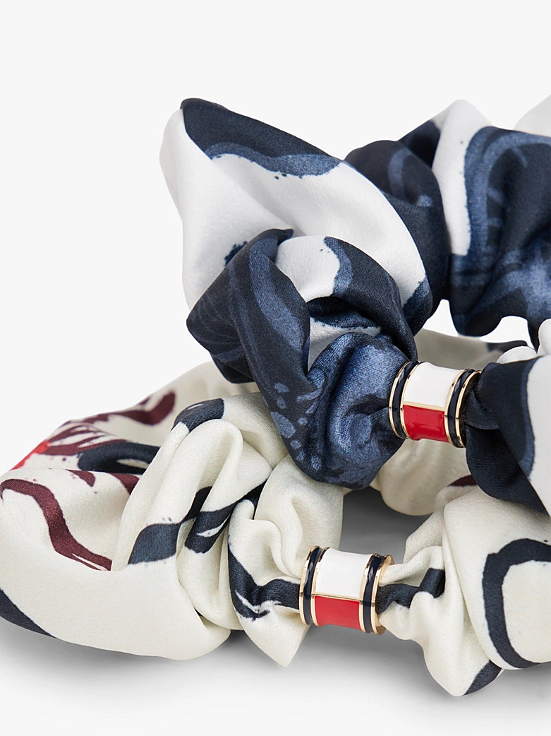 2-Pack Hilfiger Flag Floral Satin Scrunchies