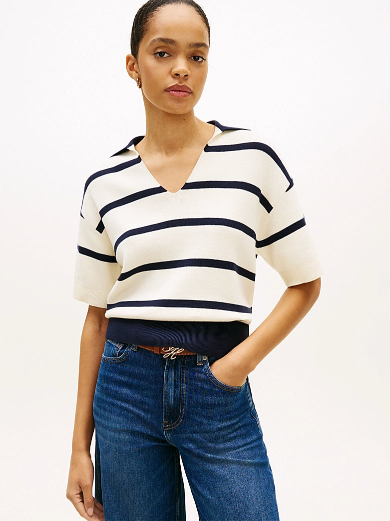 The Relaxed Stripe Collar Knit