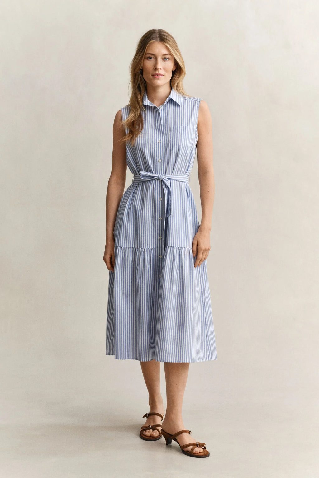 The Sleeveless Stripe Cotton Dress
