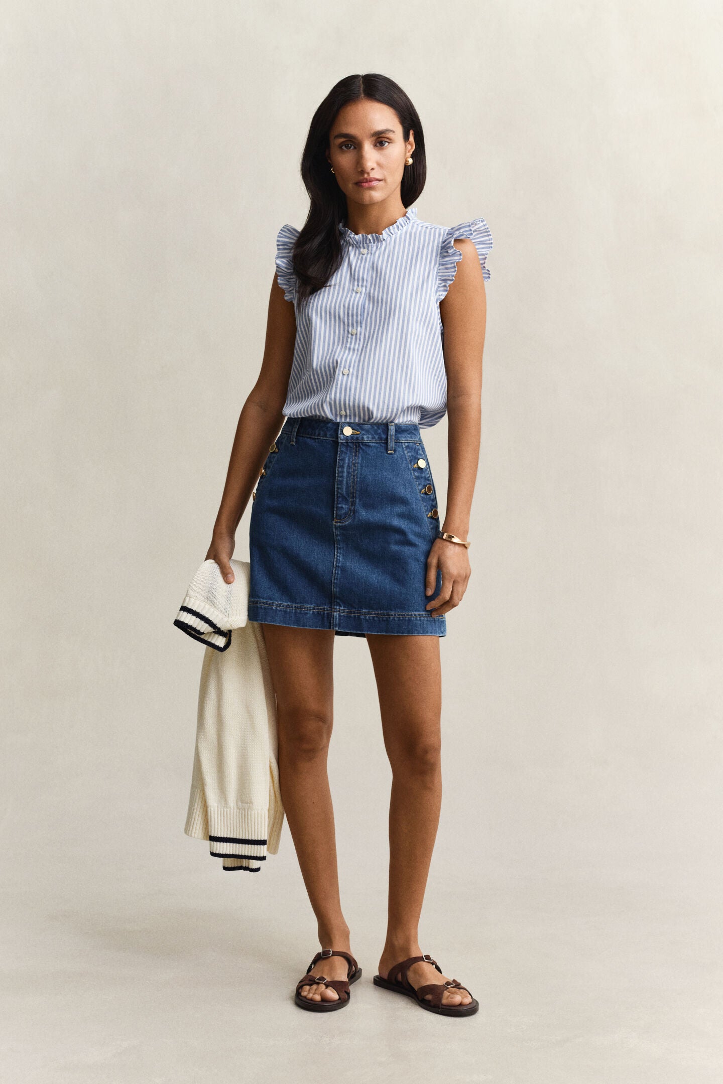 The Ruffle Stripe Cap Blouse