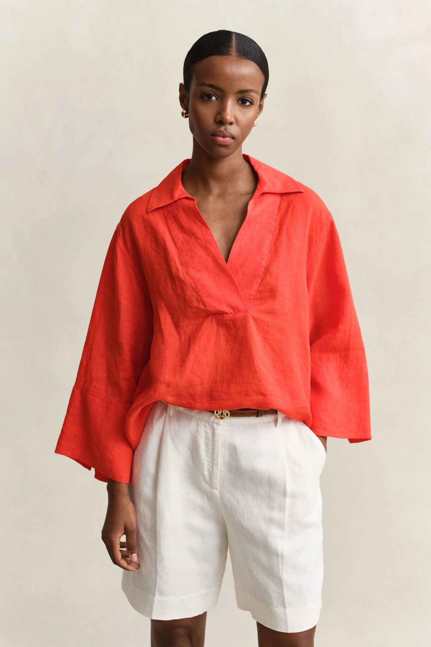 The Red Popover Linen Blouse