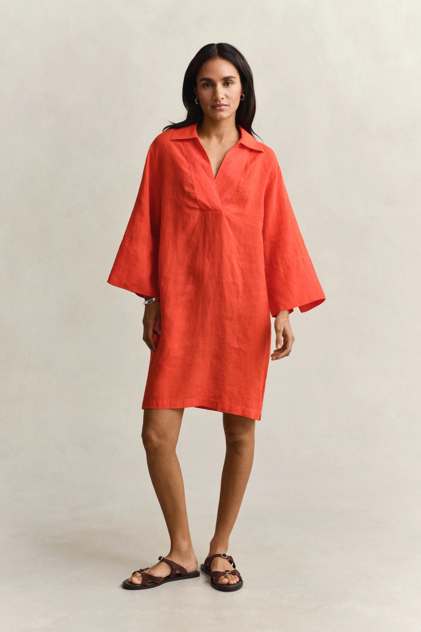 The Red Popover Linen Dress