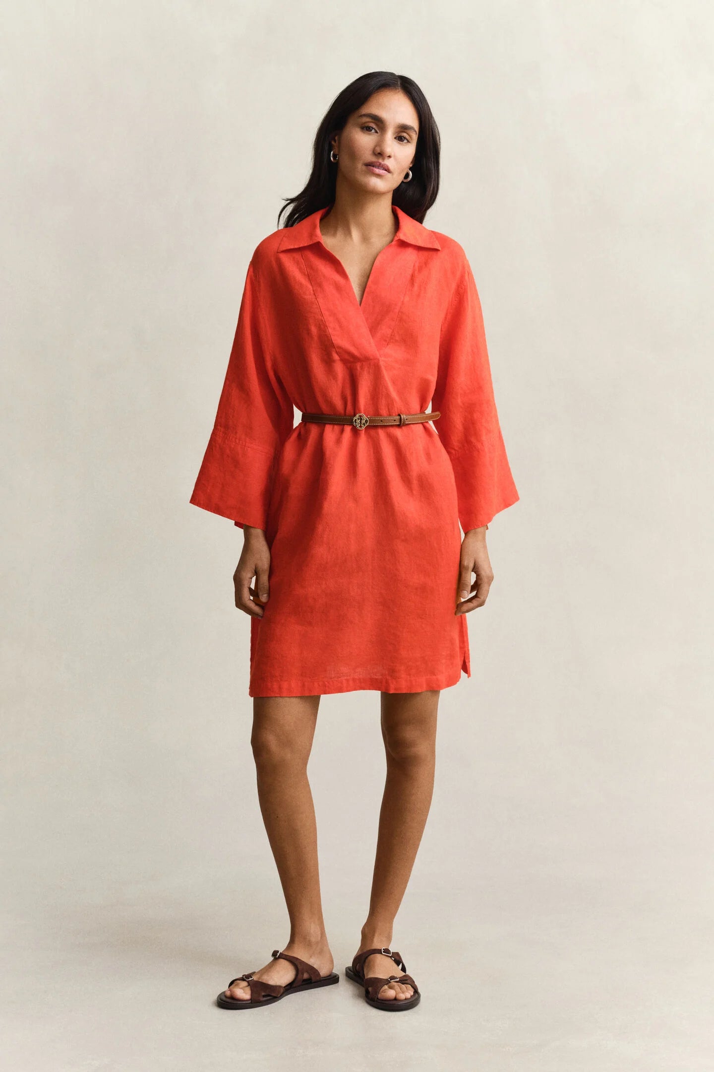 The Red Popover Linen Dress
