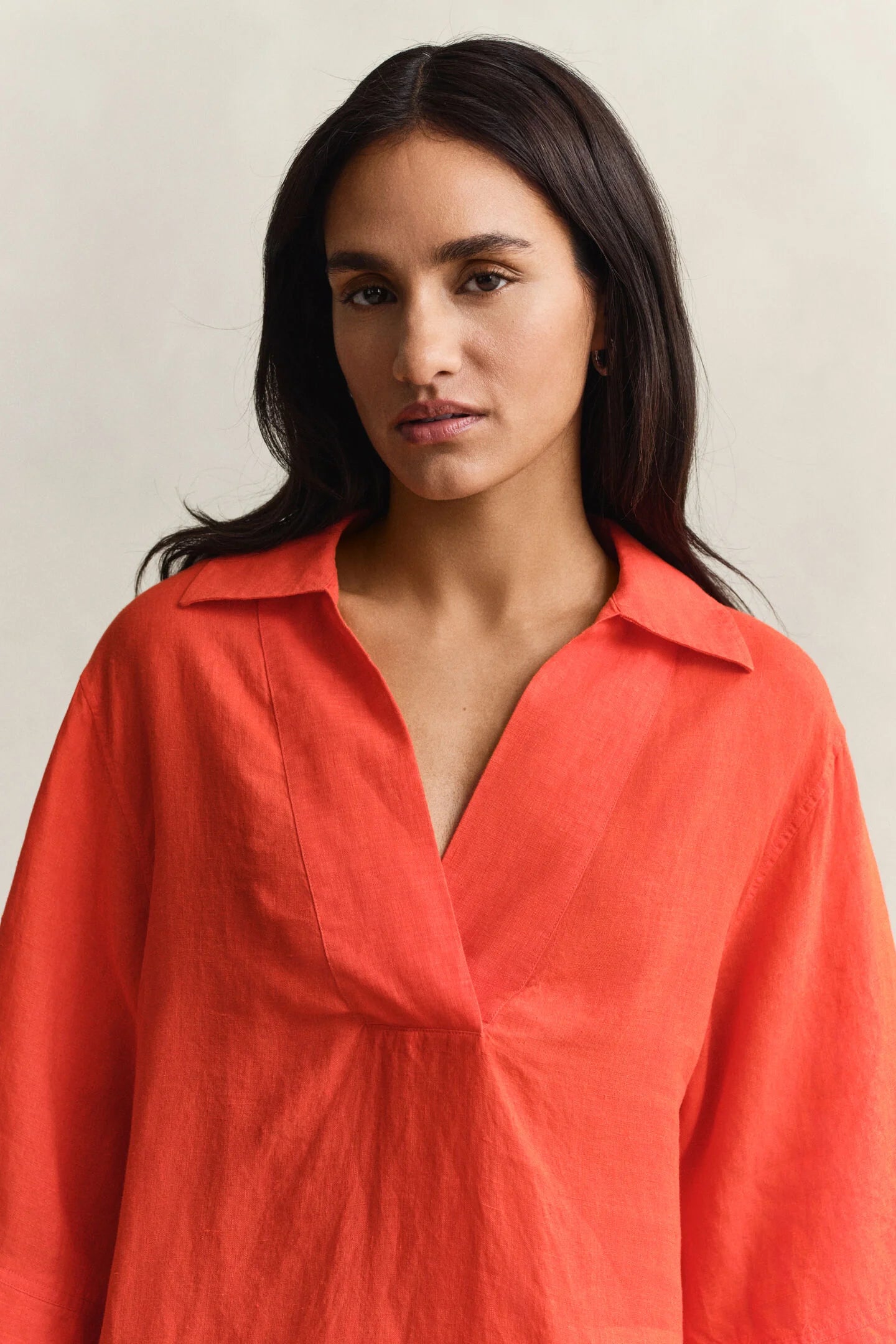 The Red Popover Linen Dress