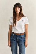 The Shield V-Neck White Tee