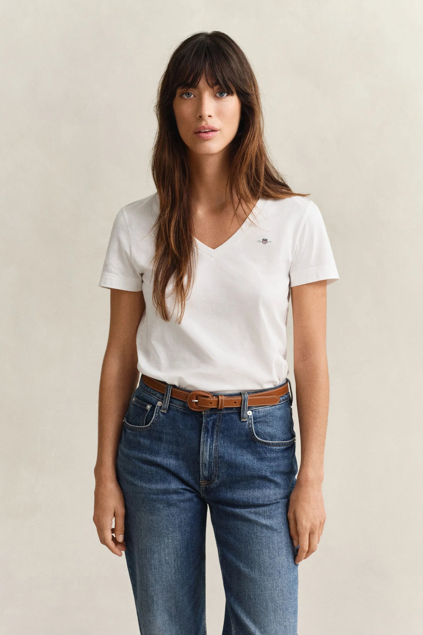 The Shield V-Neck White Tee